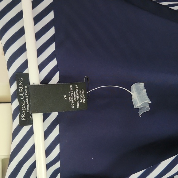 Prabal Gurung x Lane Bryant Navy and White Faux Wrap Midi Dress Plus Size 24 - Picture 3 of 10